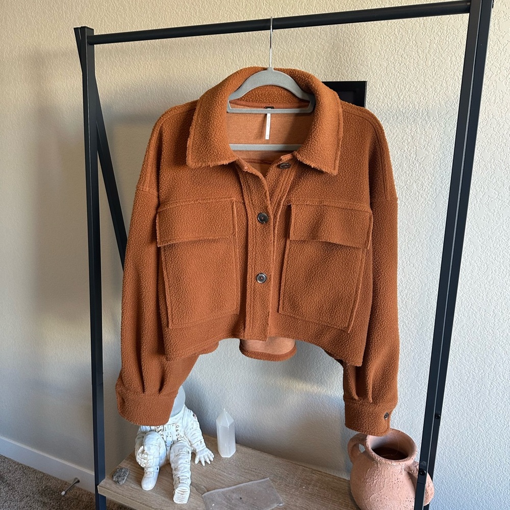 Free People Cropped Sherpa-Style Fleece Jacket